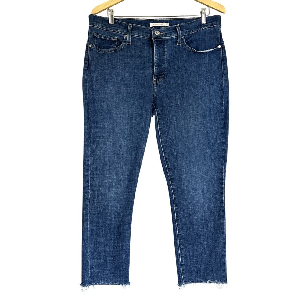 Levis Jeans Women 32 Blue 311 Shaping Skinny Stretch Denim High Rise Raw 24"Hem